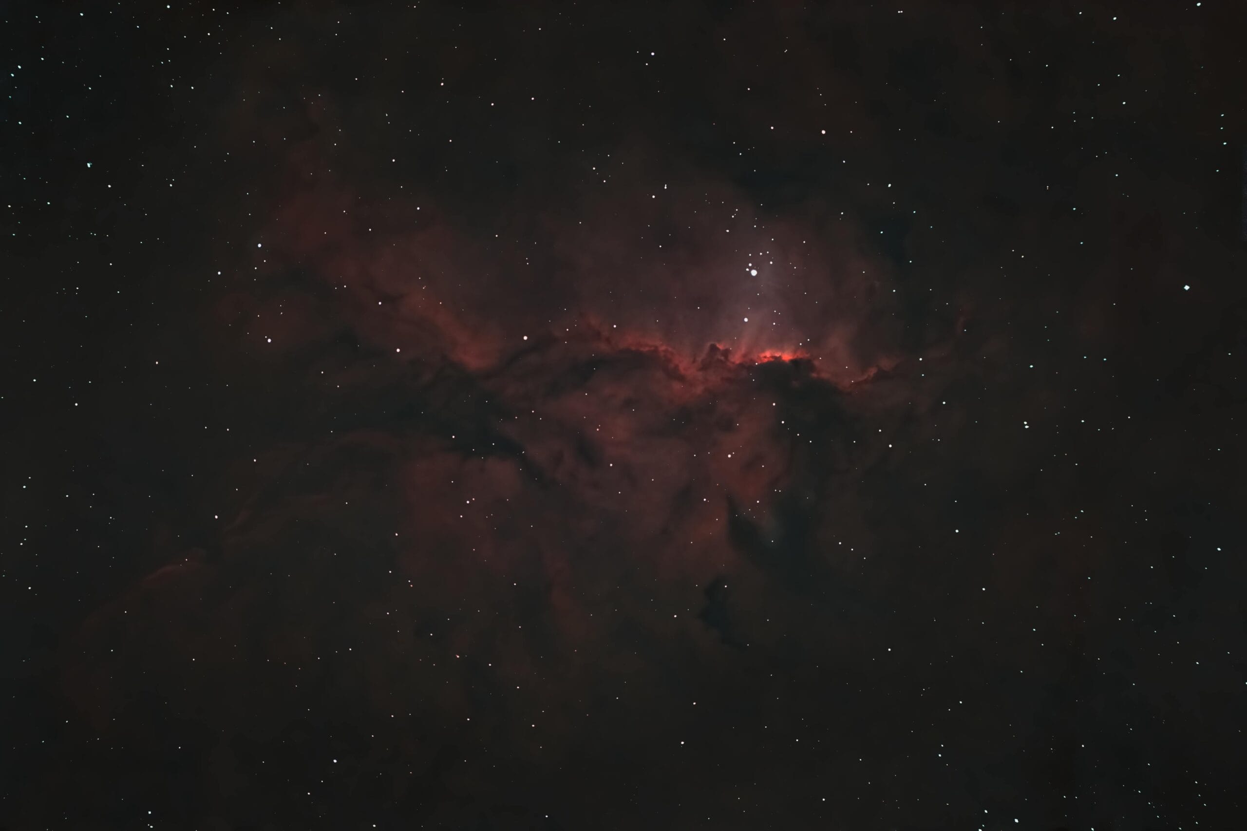 Beautiful star field and nebula captured in the night sky over São Pedro de Alcântara, Brazil.